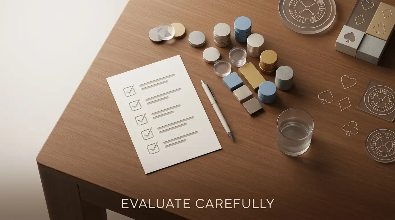 Conceptual illustration of a casino bonus checklist without brand logos or monetary amounts